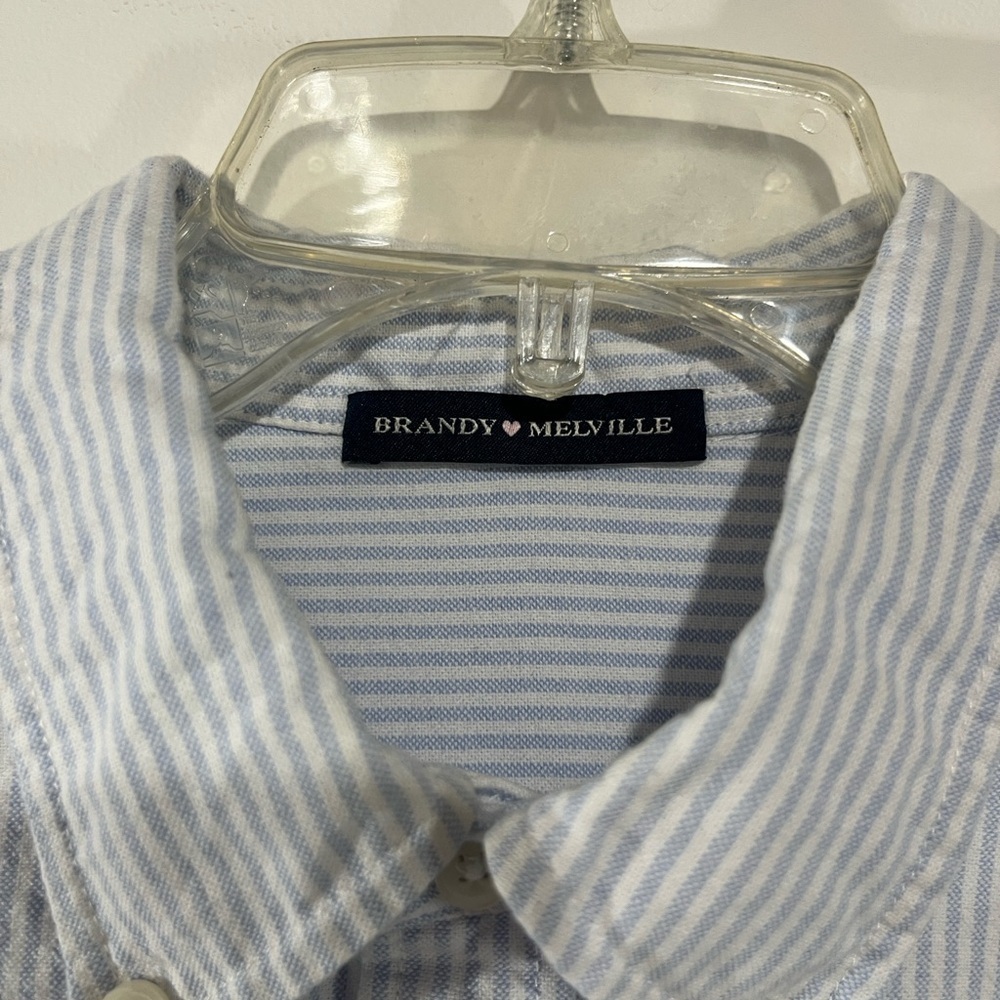 Brandy Melville Stephanie Stripe Botton Down 100% Cotton Oxford Shirt - Picture 3 of 12